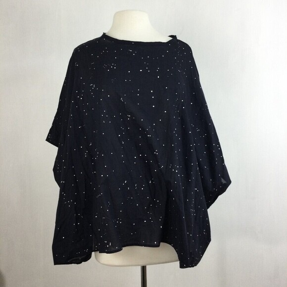 EILEEN FISHER Womens Organic Cotton Voile Splatter Print Box-Top Blue S/M NWT - Picture 9 of 11